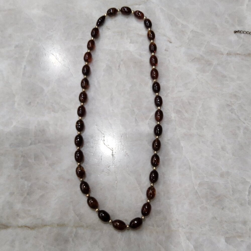 Vintage Avon 1980s Turtle Bay Beaded Faux Tortoise Necklace